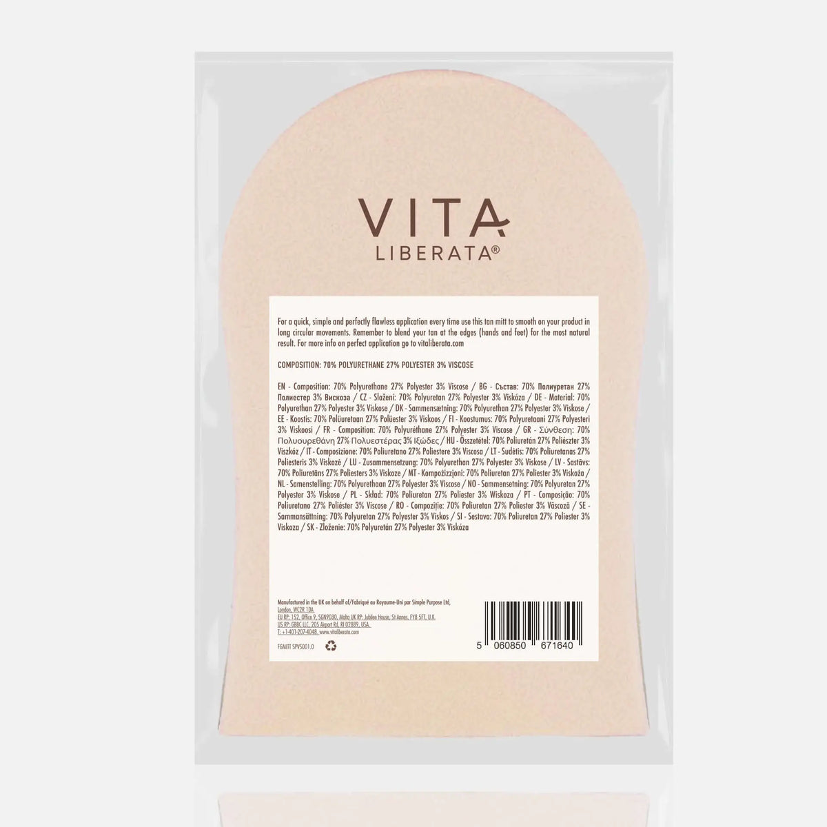 GOLD EMBOSSED TANNING MITT Vita Liberata